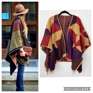 Troubadour Ruana Wool Southwestern Style Poncho